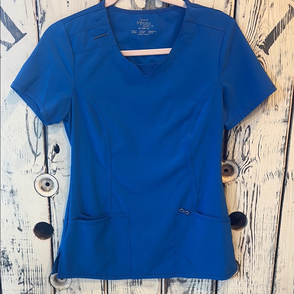 Women's  Infinity Blue Scrub Top